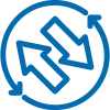 An icon of two large arrows pointing in opposite directions surrounded by two circular arrows.